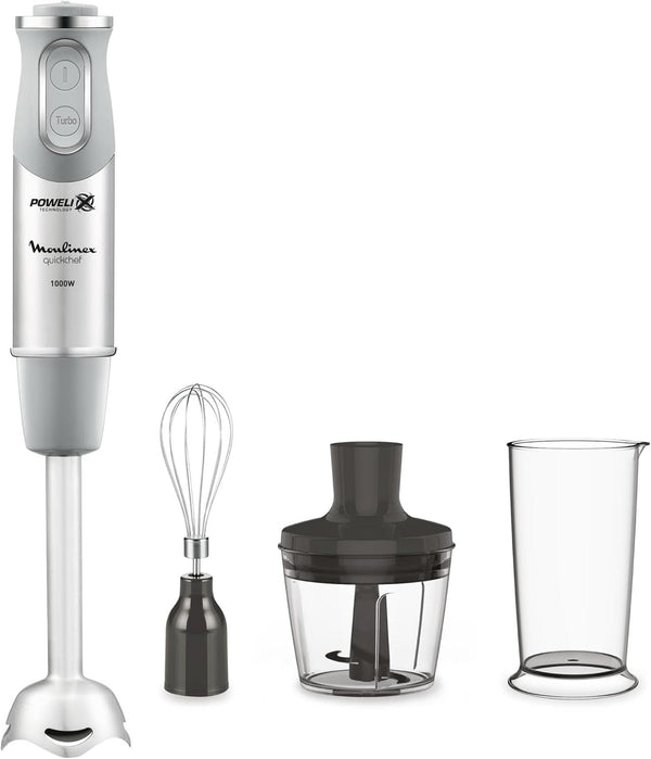 Quick Chef Quickchef – Stabmixer Mit 3 Zubehör, Edelstahl, 10 Geschwindigkeiten, 1000 W