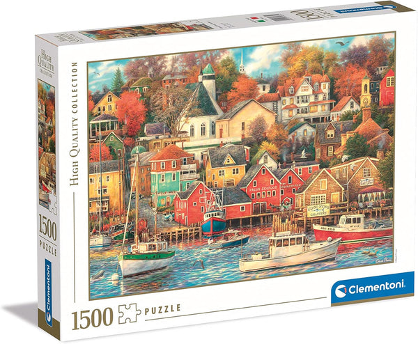 Clementoni - 31685 Collection Puzzle - Good Times Harbor - Puzzle 1500 piese de la 14 ani, puzzle pentru adulti cu obiecte ascunse, joc de indemanare pentru intreaga familie, mediu