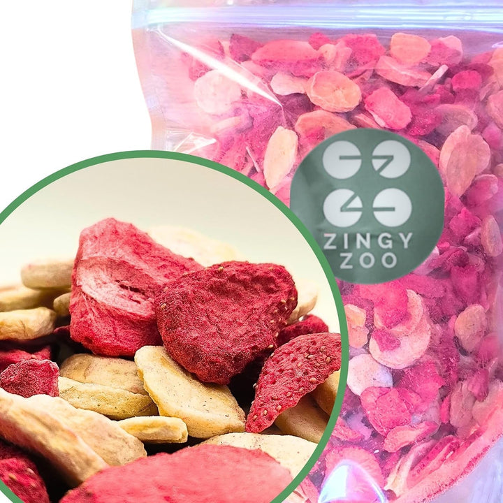 Mix de fructe liofilizate ErdBana XL 300g | Banane liofilizate + căpșuni liofilizate Set degustare fructe liofilizate | Mix de fructe liofilizate căpșuni și banane | ZingyZoo Produse deshidratate Naty Shop 500G Căpșuni și banane