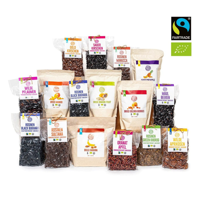 PAKKA - Cireșe de aur uscate la soare Organic Fairtrade 500g, cireșe galbene colectate sălbatice, neulei, neîndulcite, direct de la micii fermieri din Samarkand, Uzbekistan, vegan, 500g (1 pachet) Produse deshidratate Naty Shop