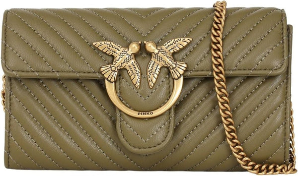 Pinko Doamnelor Oaie Nappa Love ONE Portofel C SCHAFNAPPA Portofel Femei Naty Shop V62Q_Verde Abete-Antique Gold O mărime se potrivește tuturor