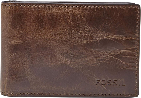 Portofel bifold Fossil Andrew din piele pentru bărbați 11,5 cm L x 1,9 cm l x 7,7 cm H Portofel Barbati Naty Shop Derrick maro închis