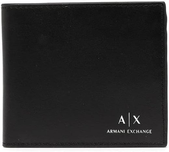 Portofel cu logo Armani Exchange A|X din piele netedă, negru Portofel Barbati Naty Shop Titlu implicit