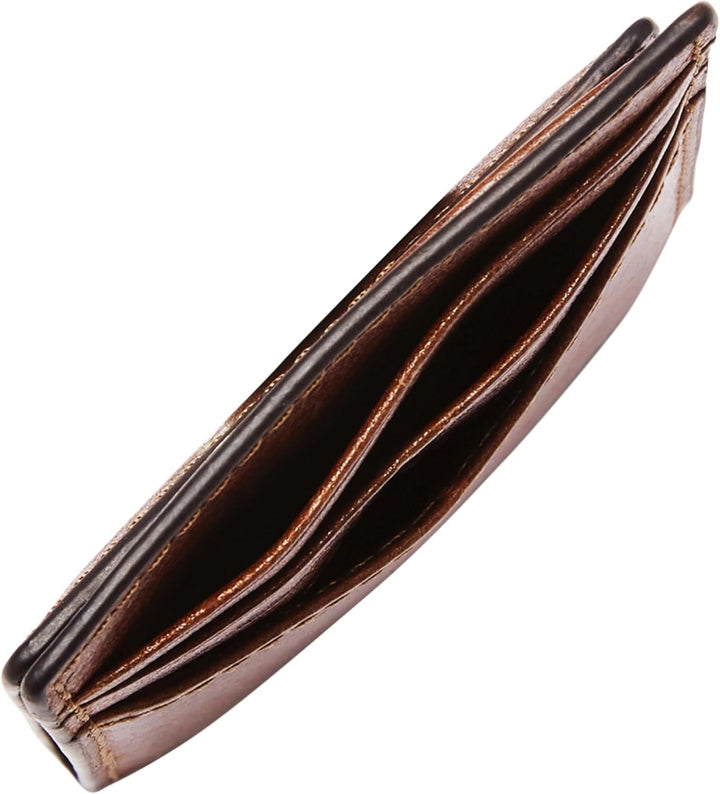 Portofel Fossil pentru bărbați Andrew, portcard din piele coniac 7,2 cm L x 0,5 cm l x 10 cm H ML4173222 Portofel Barbati Naty Shop