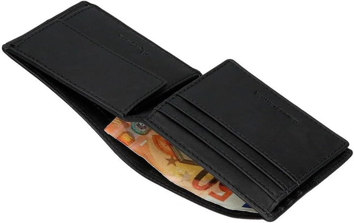 Portofel orizontal dublu Pepe Jeans cu compartiment pentru monede, negru, 11 x 8 x 1 cm, piele, protejat RFID, bărbați, Portofel orizontal cu compartiment pentru monede Portofel Barbati Naty Shop