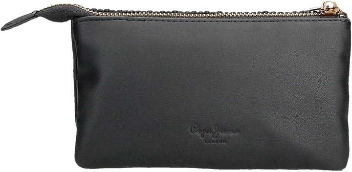 Portofel Pepe Jeans Aurora trei compartimente negru 17.5 x 9.5 x 2 cm piele artificială Portofel Femei Naty Shop