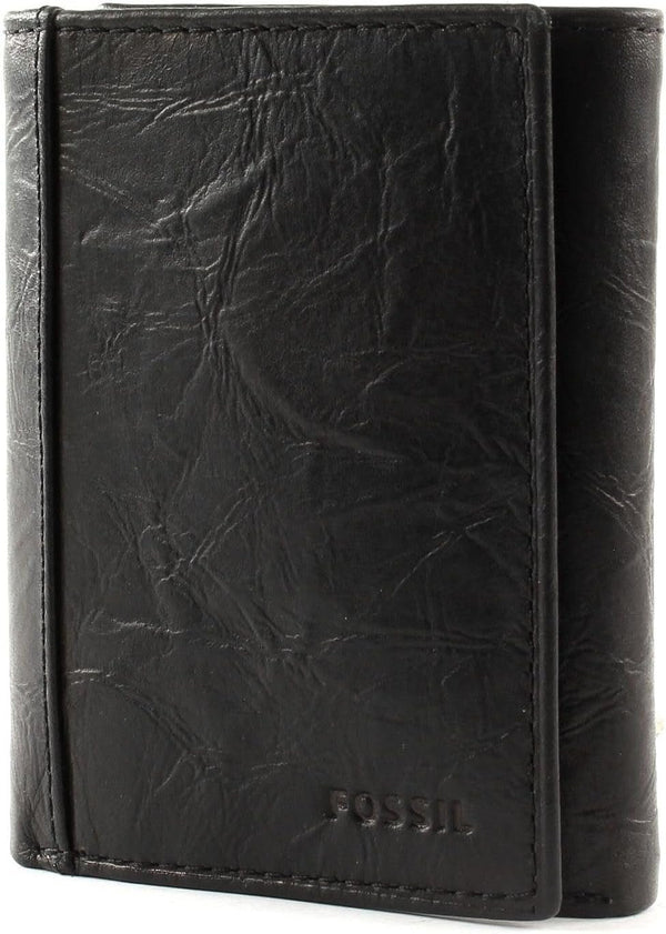 Portofel trifold din piele Neel pentru bărbați Fossil 8,255 cm L x 1,905 cm l x 10,16 cm H Portofel Barbati Naty Shop Negru