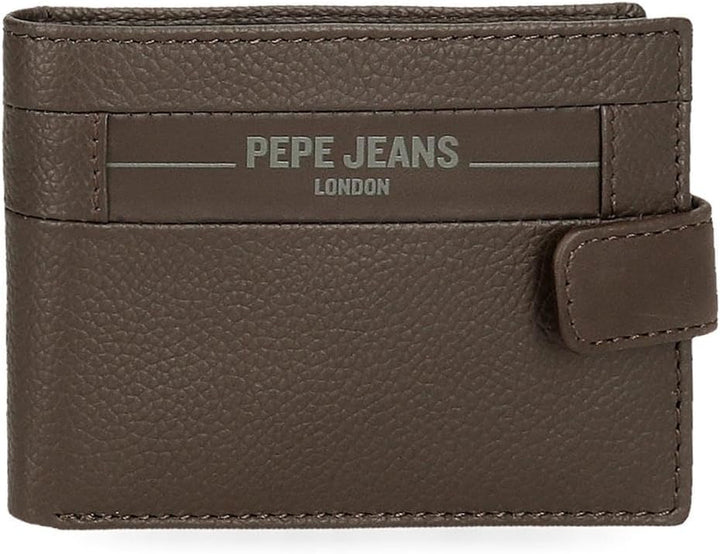 Portofele și portmonee Pepe Jeans Checkbox din piele de vacă, negru, maro, albastru și gri Portofel Barbati Naty Shop Maro Portofel orizontal