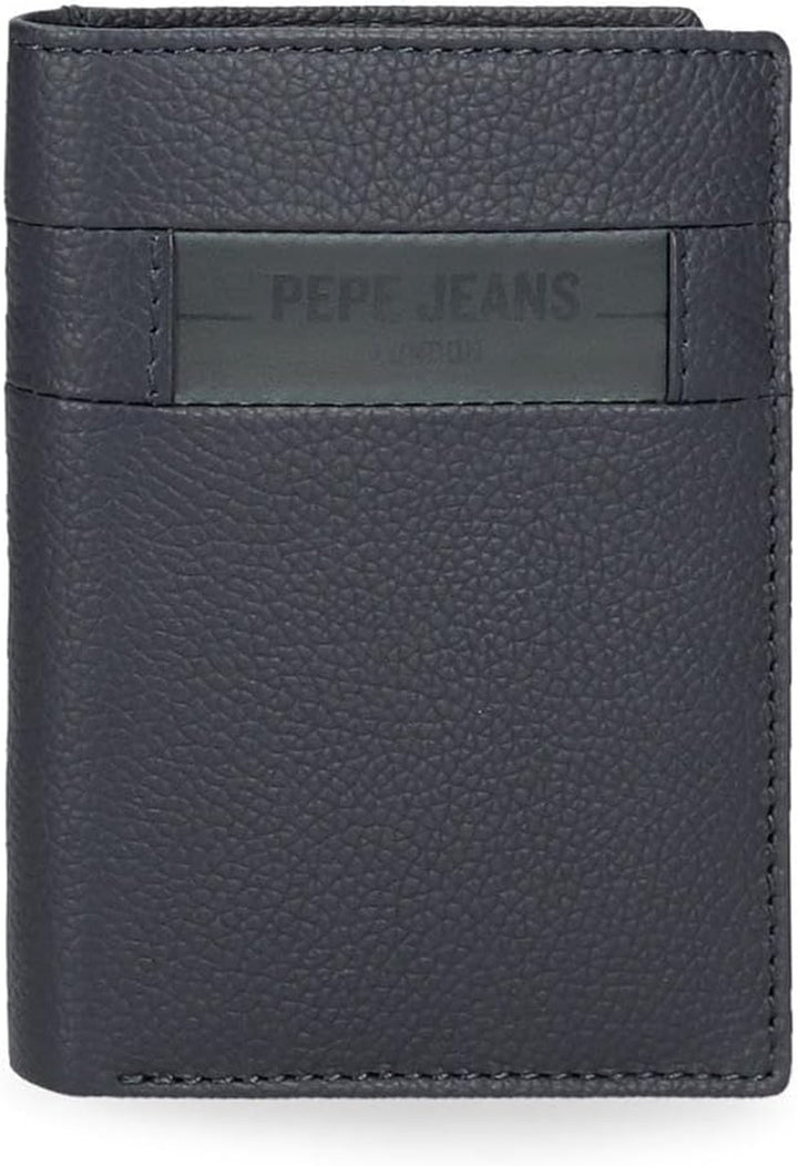 Portofele și portmonee Pepe Jeans Checkbox din piele de vacă, negru, maro, albastru și gri Portofel Barbati Naty Shop Albastru Portofel vertical