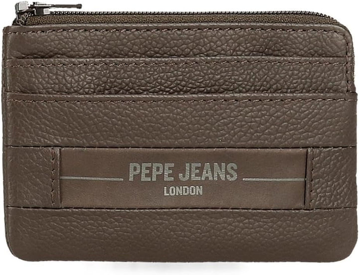 Portofele și portmonee Pepe Jeans Checkbox din piele de vacă, negru, maro, albastru și gri Portofel Barbati Naty Shop Maro Poșeta