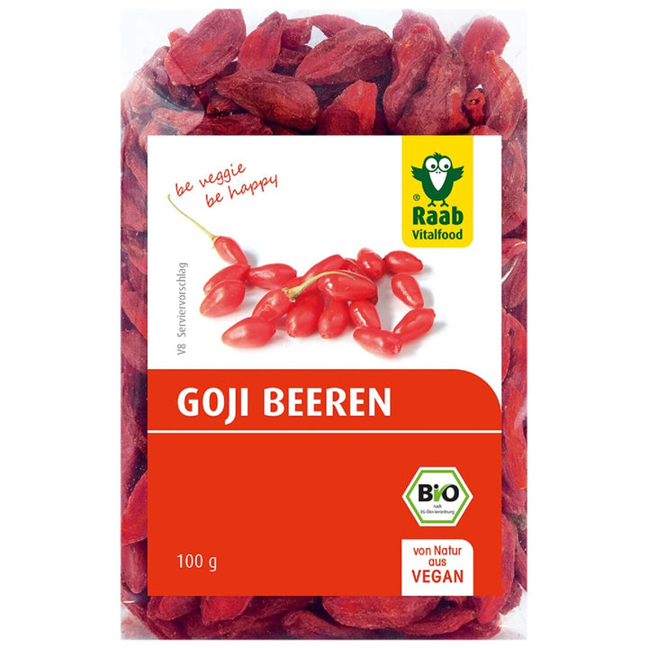 Raab Vitalfood fructe de goji organice, de calitate superioară, cu reziduuri controlate, testate în laborator, nesulfurate, fără aditivi, vegane, bogate în fier natural, potasiu, vitamina C, wolfberry, 1 pachet (250 g) Produse deshidratate Naty Shop 100 grame
