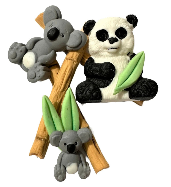 Set decoratiuni comestibile din zahar, Bambus, Panda si Koala - Nati Shop