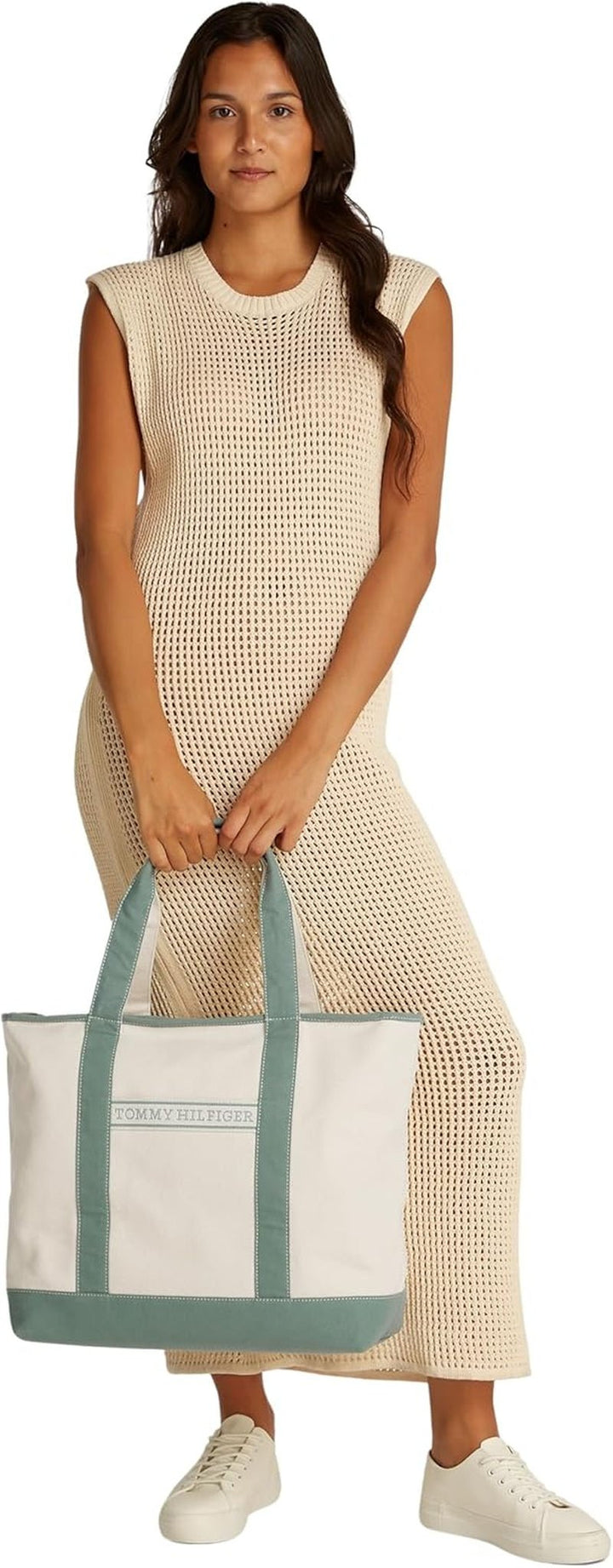 TOMMY HILFIGER Femeii Th Vara Canvas Tote Aw0aw17421 Tote sac Genti Femei Naty Shop
